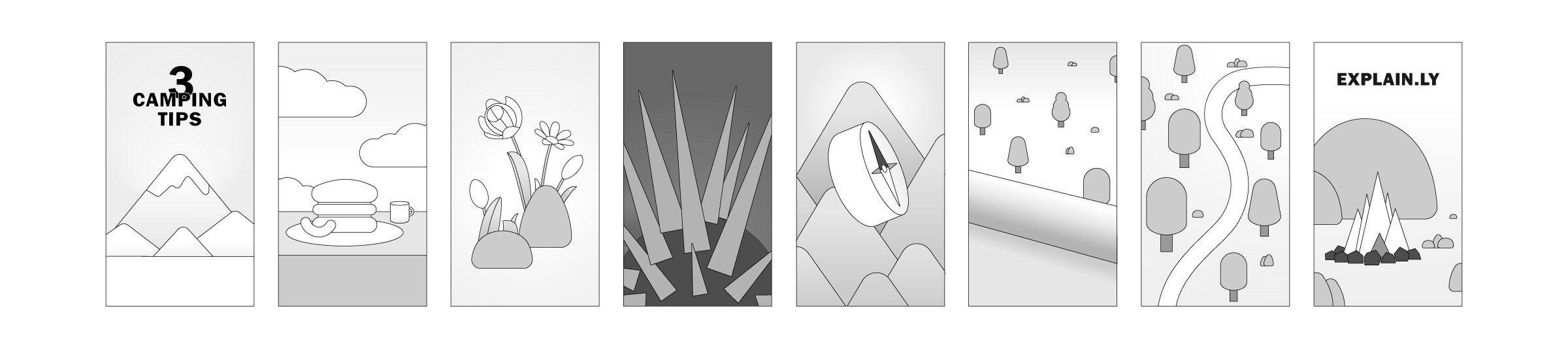 Storyboard panels for the Explainly film