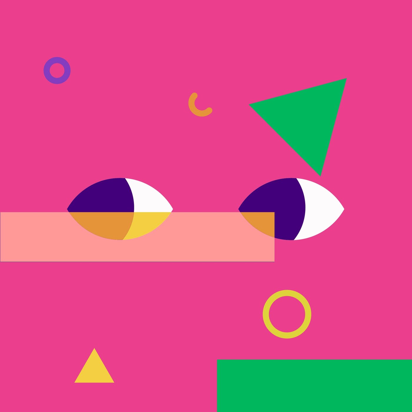 FocusIO style frame - abstract shapes on magenta